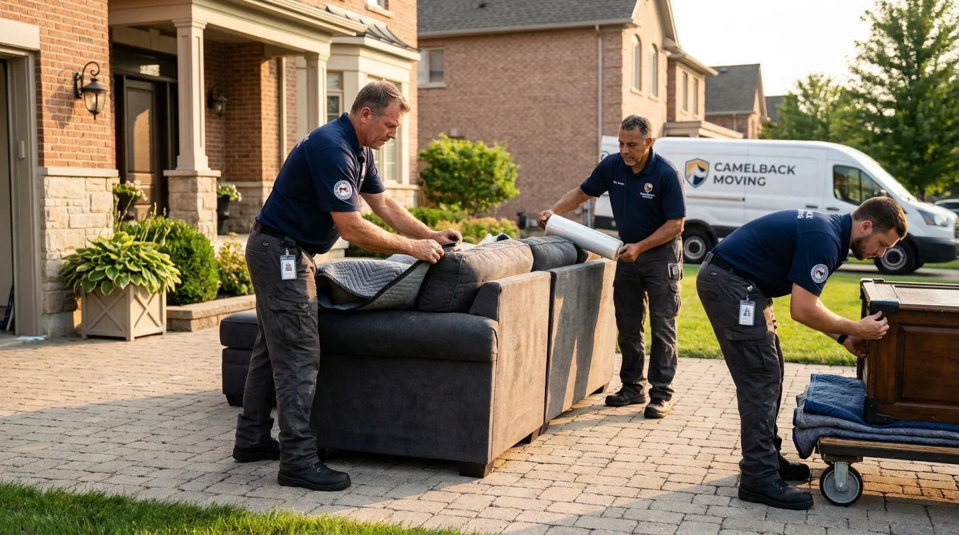 Large estate moving crew wrapping furniture in Hyde Park, PA